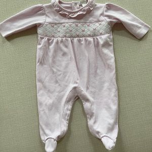 EUC - KissyKissy - Smocked Bow Footie - 0-3 Months